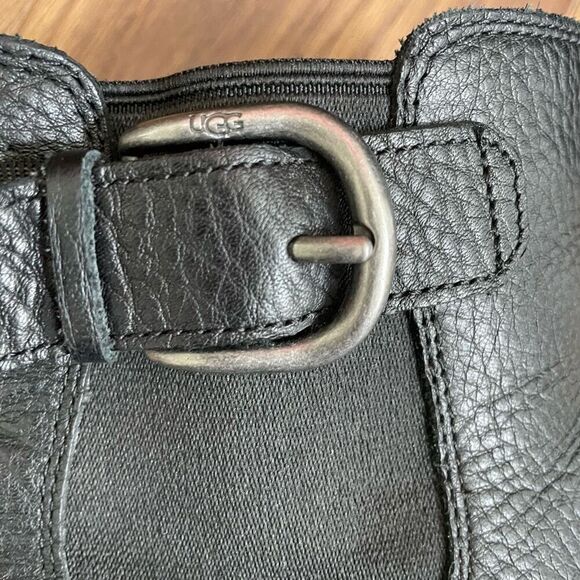 UGG Arleta Black Leather Wedge Boot Booties $180 8.5 - Picture 5 of 11